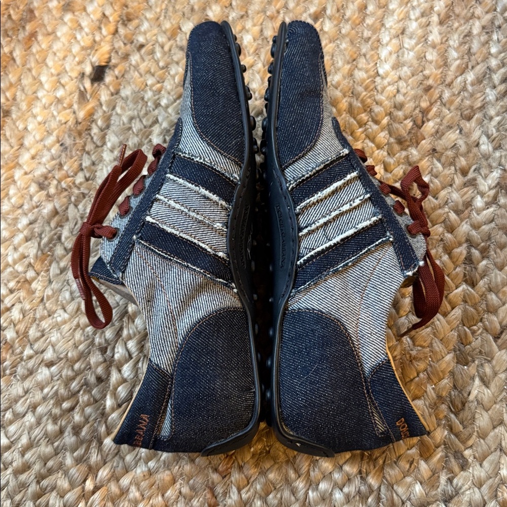 Dolce & Gabbana Denim Athletic Sneakers with Brown Laces - Picture 9 of 11